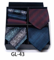 Men's 6 Pieces Neckties & Pocket Squares Gift Set with Stripe & Flower