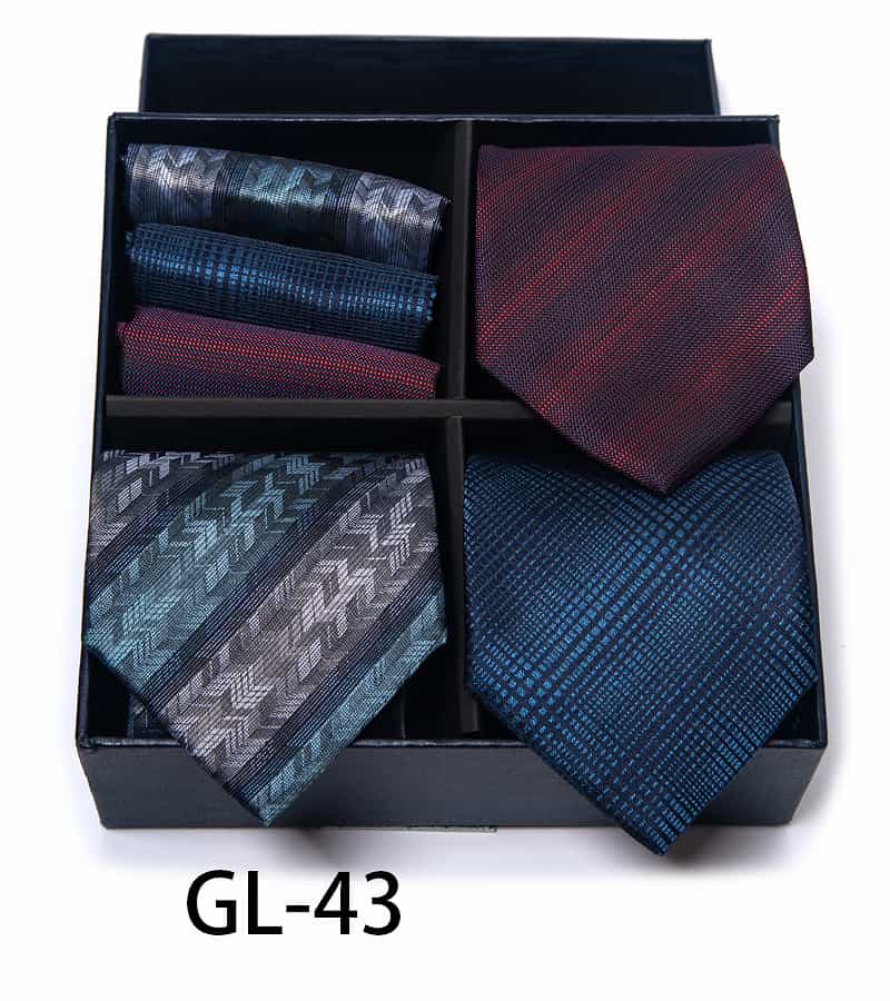 Men's 6 Pieces Neckties & Pocket Squares Gift Set with Stripe & Flower