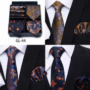 Men's 6 Pieces Neckties & Pocket Squares Gift Set with Polka Dots & Embroidery