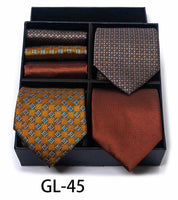 Men's 6 Pieces Neckties & Pocket Squares Gift Set with Polka Dots & Embroidery