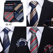 Men's 6 Pieces Neckties & Pocket Squares Gift Set with Polka Dots & Embroidery