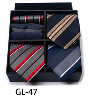 Men's 6 Pieces Neckties & Pocket Squares Gift Set with Polka Dots & Embroidery