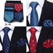 Men's 6 Pieces Neckties & Pocket Squares Set Gift for Friends