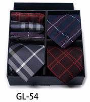 Men's 6 Pieces Neckties & Pocket Squares Set in Plaid Striped