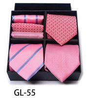 Men's 6 Pieces Neckties & Pocket Squares Set in Plaid Striped