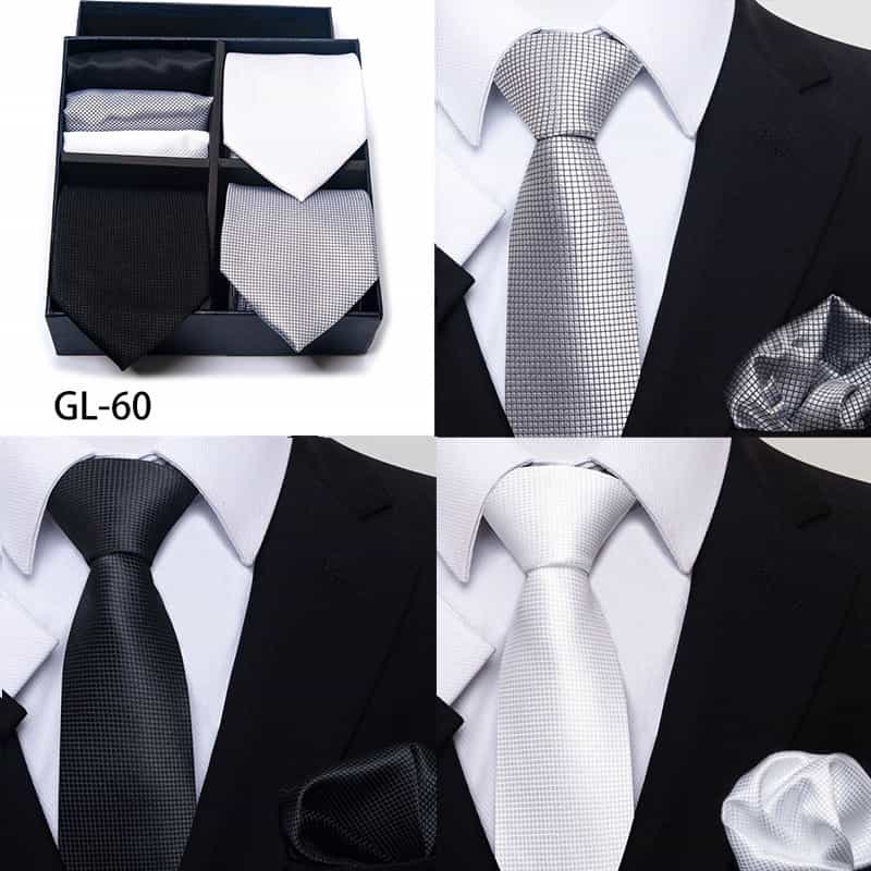 Men's 3 Pieces Neckties & 3 Pieces Pocket Squares Gift Set