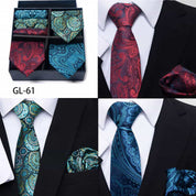 Men's 3 Pieces Neckties & 3 Pieces Pocket Squares Gift Set