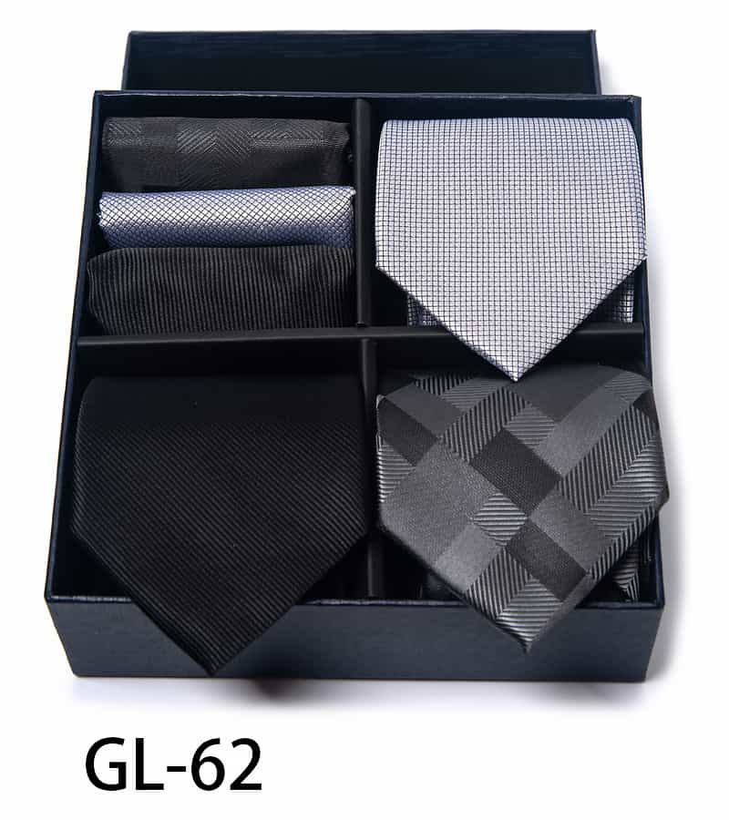 Men's 3 Pieces Neckties & 3 Pieces Pocket Squares Gift Set