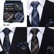 Men's 3 Pieces Neckties & 3 Pieces Pocket Squares Gift Set
