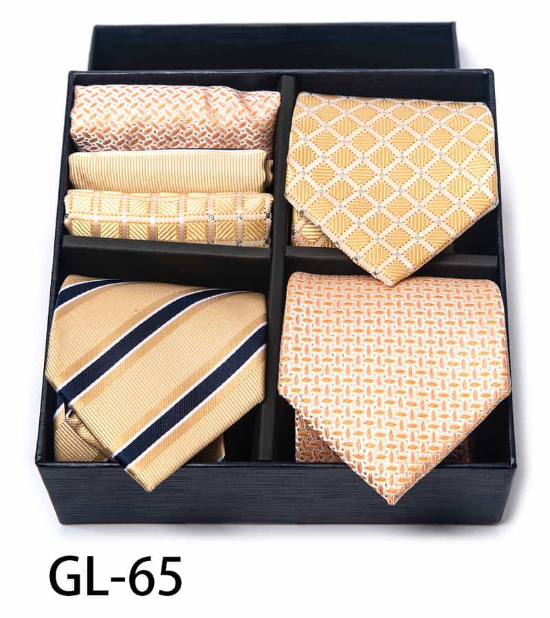 Men's 6 Pieces Neckties & Pocket Squares Gift Set with Traditional Pattern
