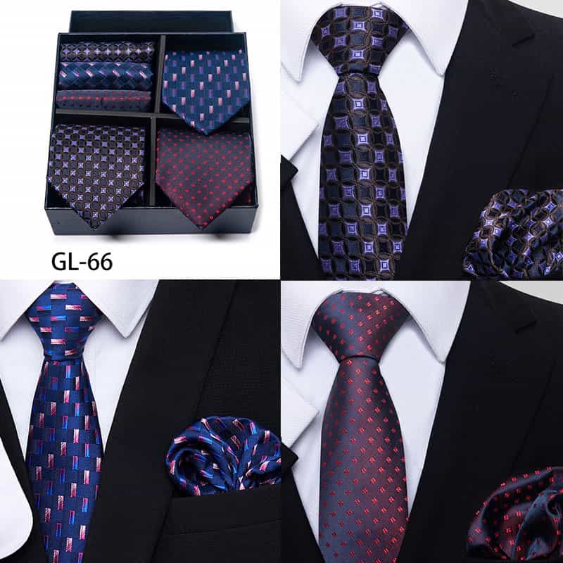 Men's 3 Pieces Ties & 3 Pieces Pocket Squares Gift Set