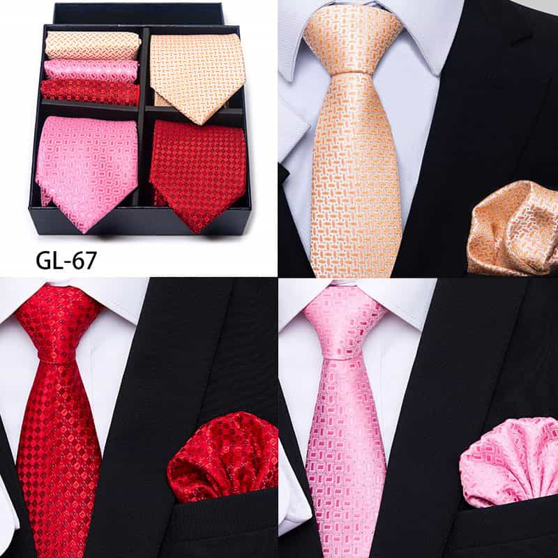 Men's 3 Pieces Ties & 3 Pieces Pocket Squares Gift Set