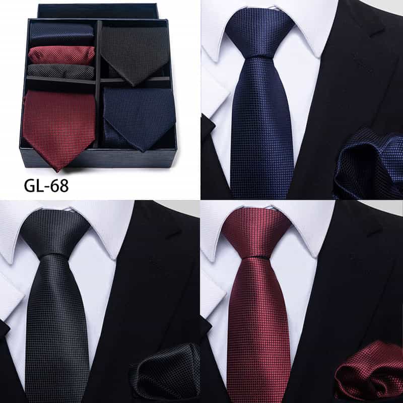 Men's 3 Pieces Ties & 3 Pieces Pocket Squares Gift Set