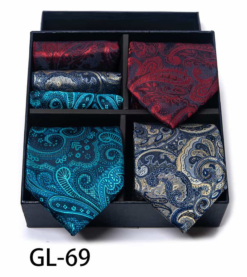 Men's 3 Pieces Ties & 3 Pieces Pocket Squares Gift Set