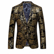 Men's Print Sport Jacket in Gold One Button