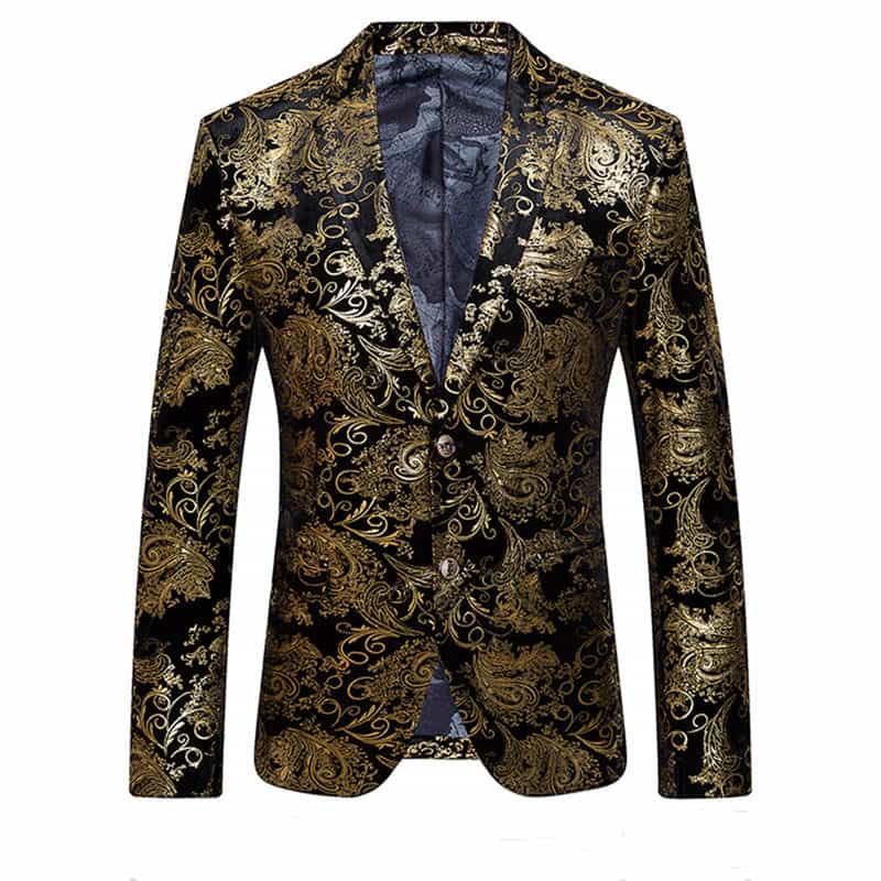 Men's Print Sport Jacket in Gold One Button