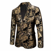 Men's Print Sport Jacket in Gold One Button