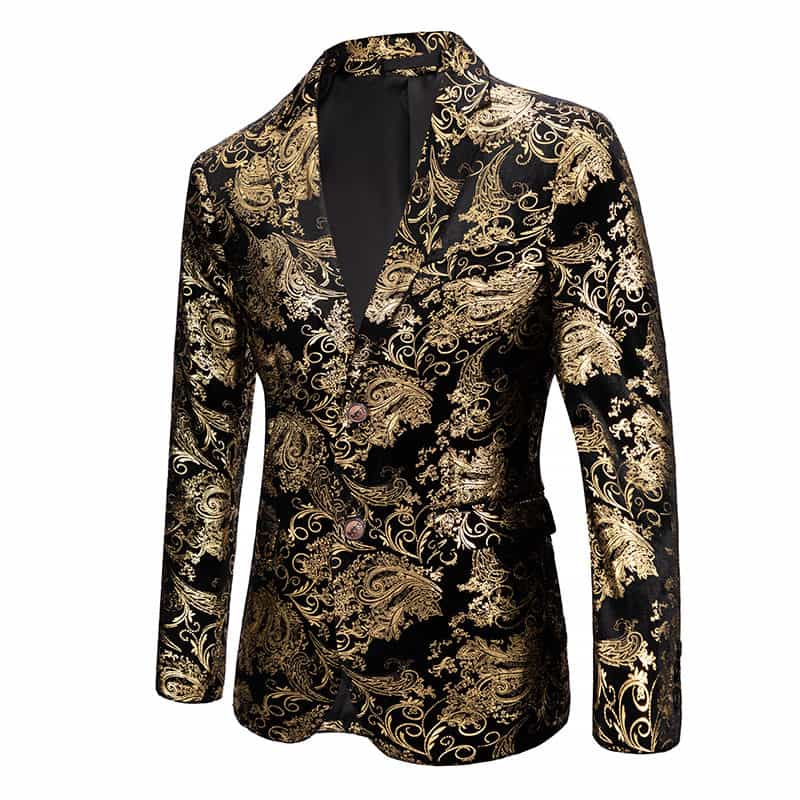 Men's Print Sport Jacket in Gold One Button