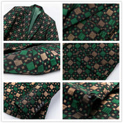 Men's Plaid Blazer in Green Silver Red