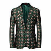 Men's Plaid Blazer in Green Silver Red