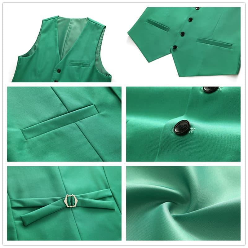 Men's 3 Piece Suit Side Vents in Blue Green Purple Solid Colors