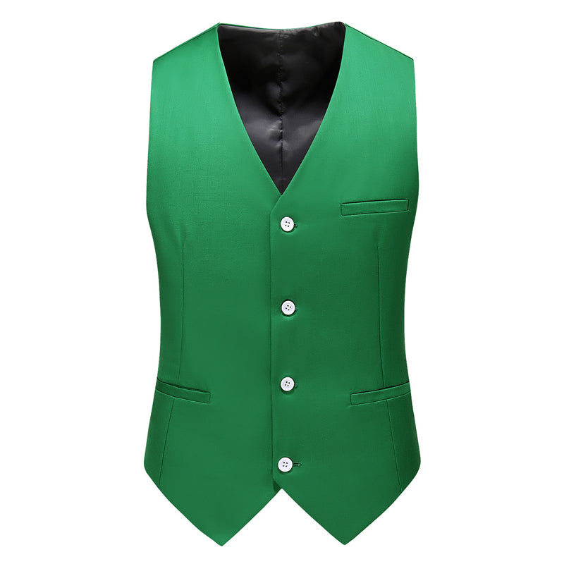 Men's Single Breasted Stylish Plain Vest Four Buttons Slim Fit Solid Waistcoat