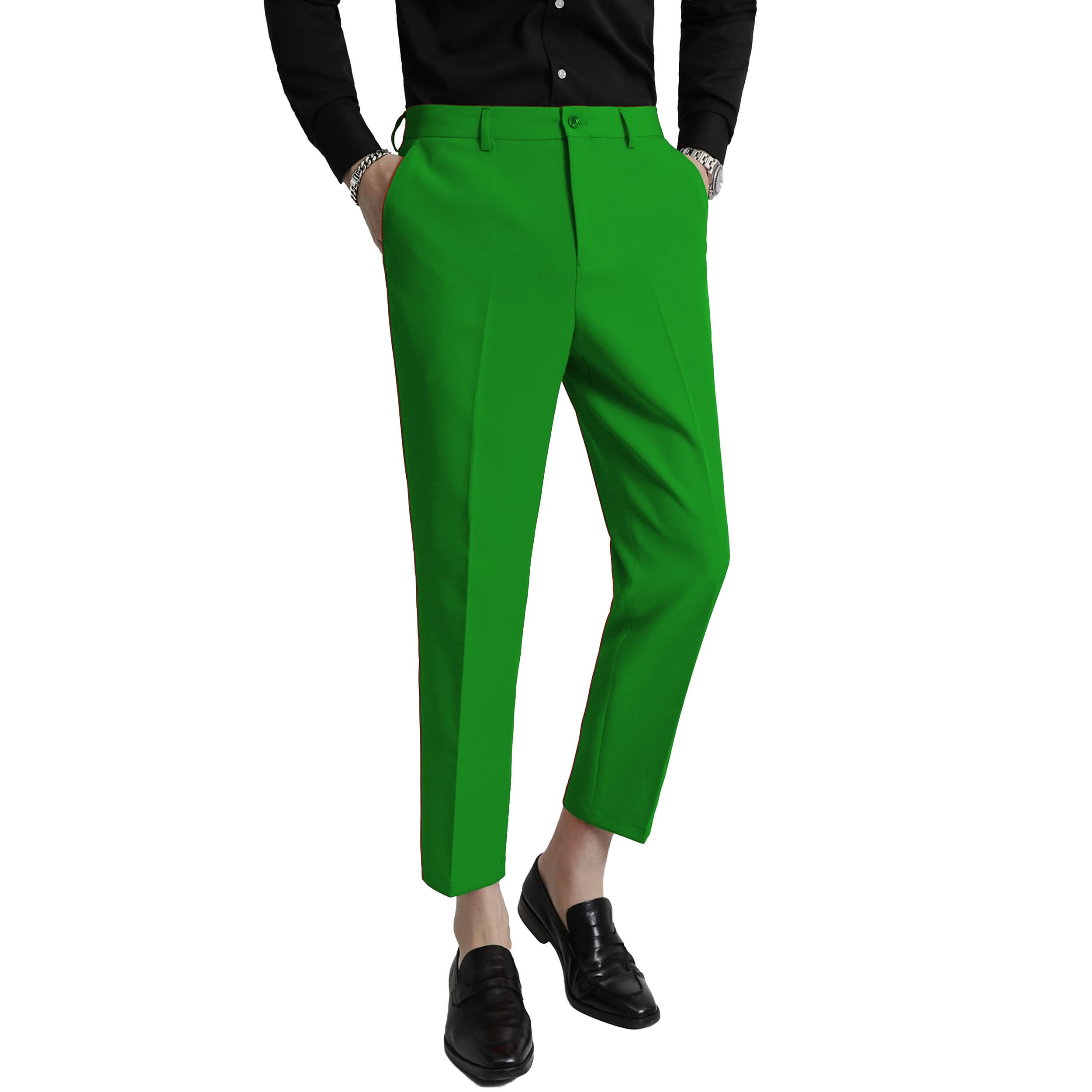 Mens Anke Length Cropped Pants Slim Fit