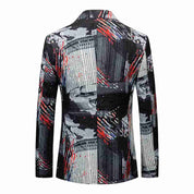 Men's Printed White Prom Blazer Sports Coat One Button