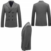 3 Piece Double Breasted Grey Suits for Men Grey Wedding Suits