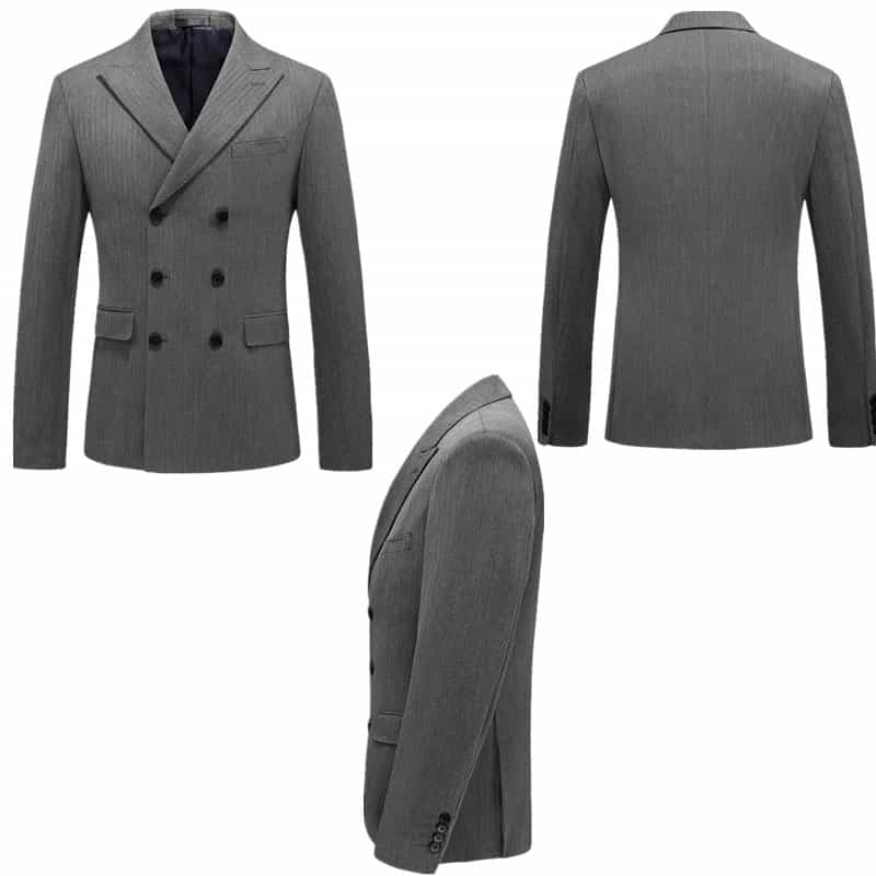 3 Piece Double Breasted Grey Suits for Men Grey Wedding Suits