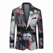 Men's Printed White Prom Blazer Sports Coat One Button