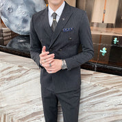 Men's Suits 3 Piece Striped Tuxedo Skinny Pinstriped Tux