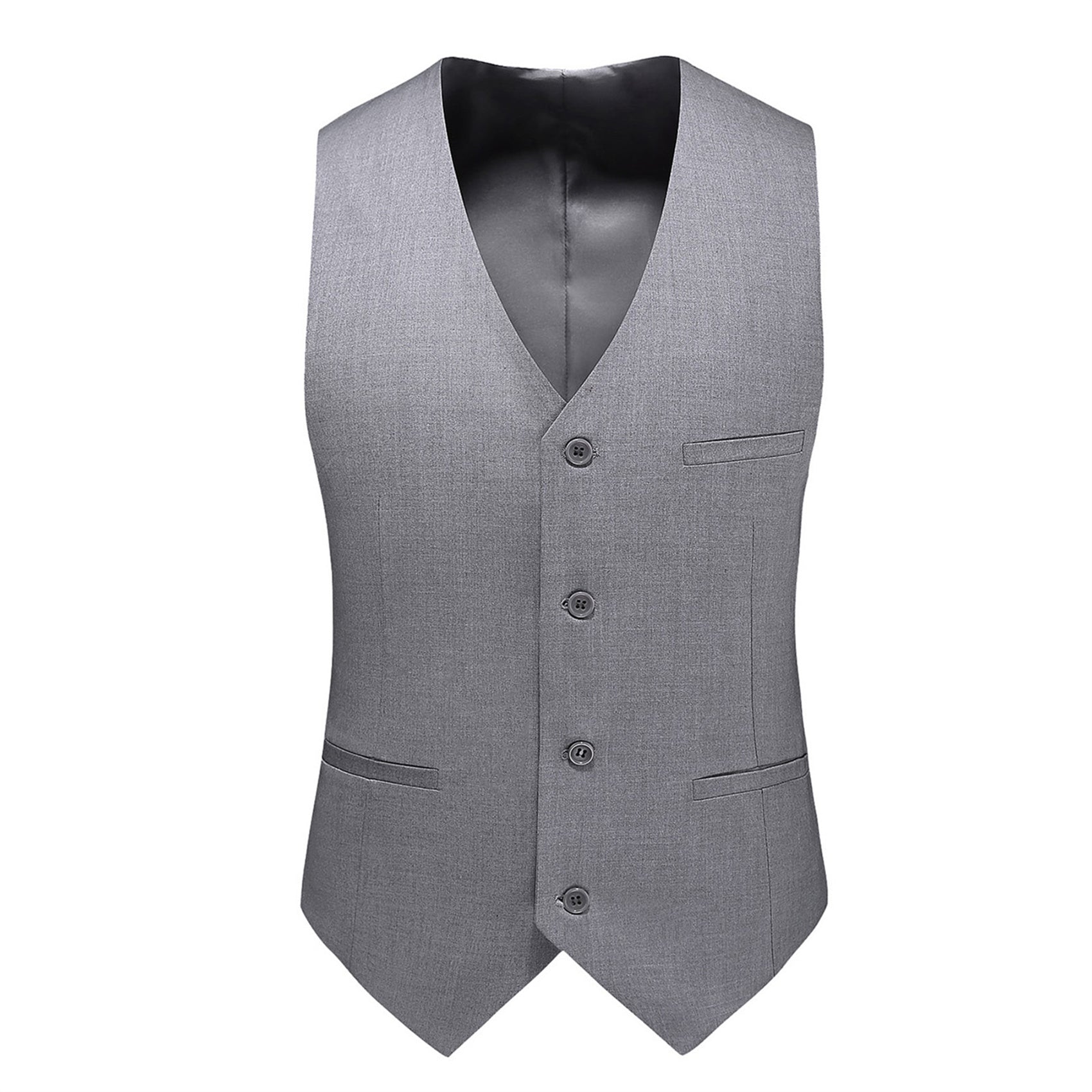 Men's Single Breasted Stylish Plain Vest Four Buttons Slim Fit Solid Waistcoat
