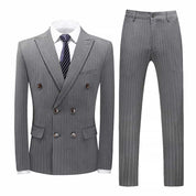 Mens Double Breasted Pinstripe 2 Piece Suit