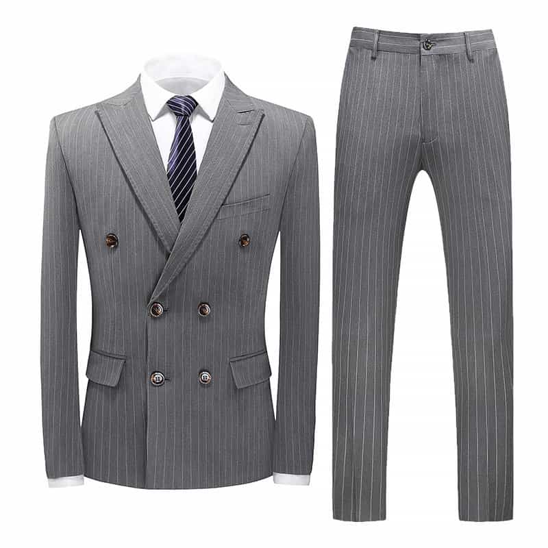 Mens Double Breasted Pinstripe 2 Piece Suit