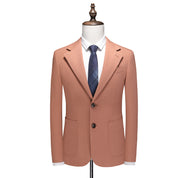Men's Suit Jacket Casual Solid Color With 2 Buttons Closure
