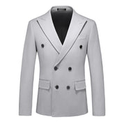 Men's Double Breasted Blazer Grey Suit Jacket