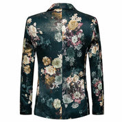 Men's Casual Blazer Green Rose Floral Jacquard Sports Coat