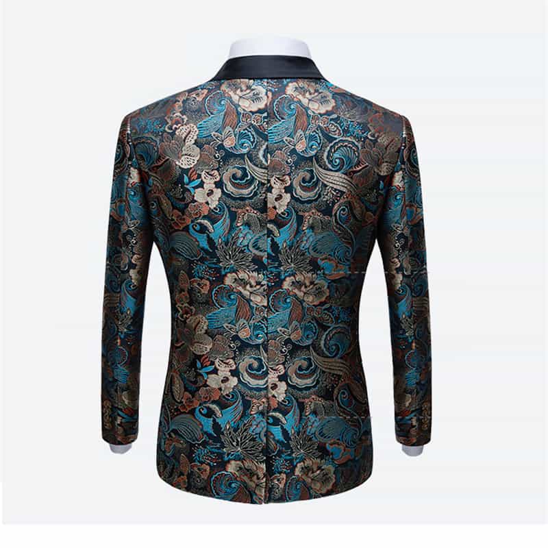 Men 2 Piece Embroidered Tuxedo with Colorful Pattern