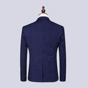 Men's 3 Piece Suit Slim Fit Pinstriped Tuxedos For Wedding Prom Groomsmen White Black Blue Grey
