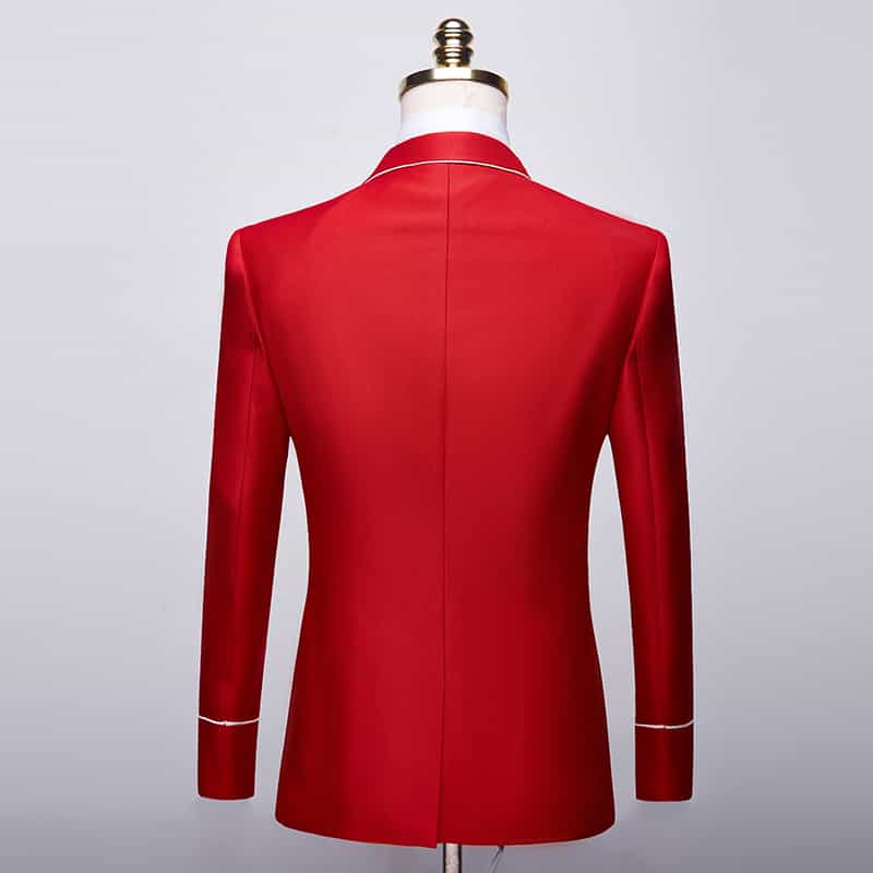 Mens 2 Piece Elegant Suit in White & Red