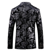 Men's Printed Jacket in Silver One Button