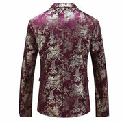 Mens Blazer Floral Printed Sport Coat Jacket Red