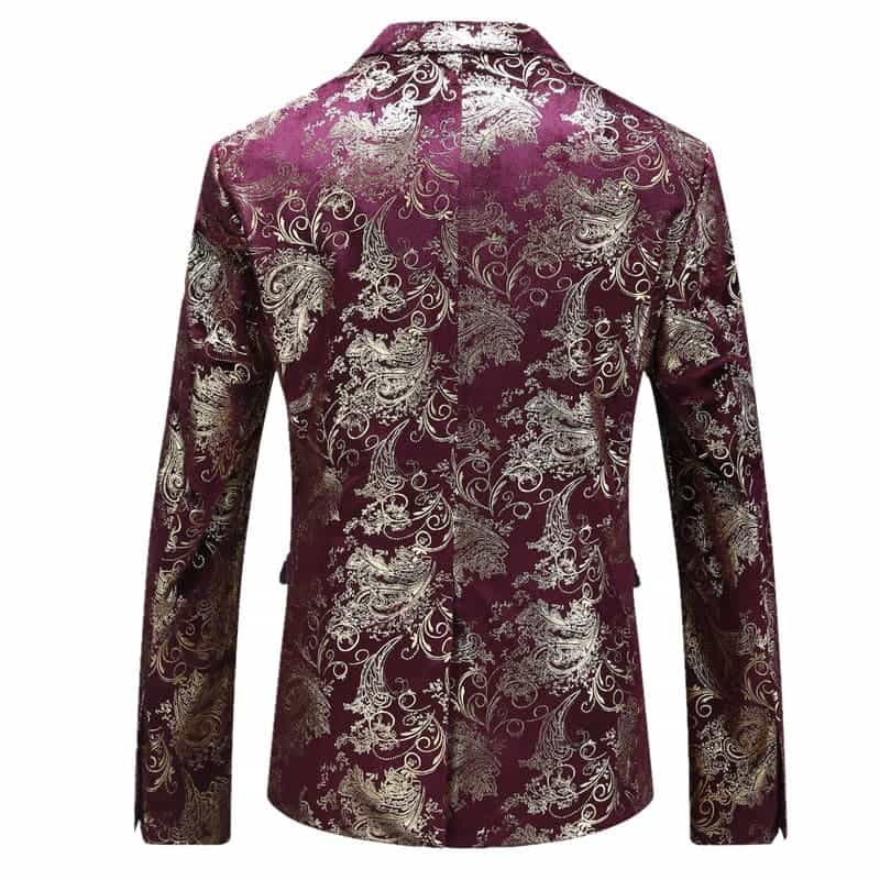Mens Blazer Floral Printed Sport Coat Jacket Red