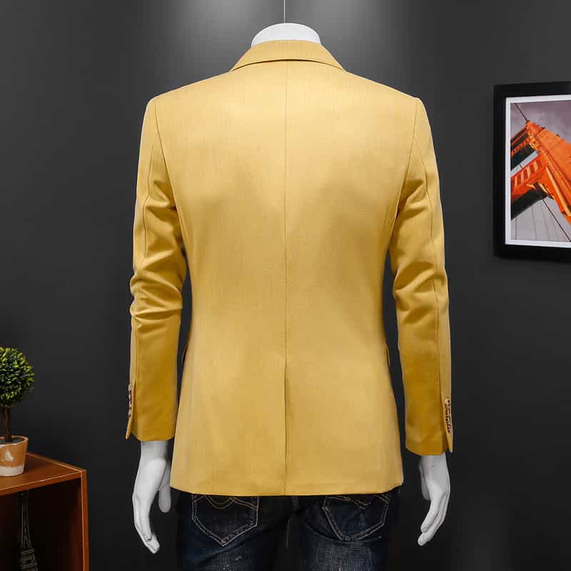 Men's Blazer Slim Fit One Button Suit Jacket Yellow Casual Sport Coat