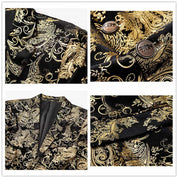 Men's Print Sport Jacket in Gold One Button
