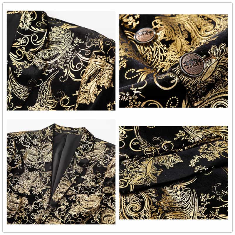 Men's Print Sport Jacket in Gold One Button