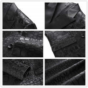 Mens Slim Fit Blazer Jacquard Floral Suit Jacket Black Color