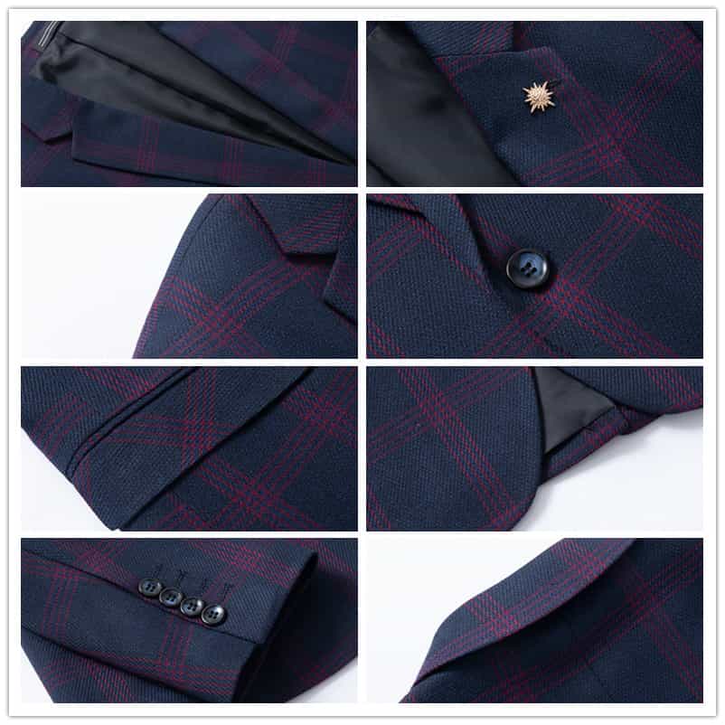 Men's 2 Piece Plaid Suit in 3 Colors