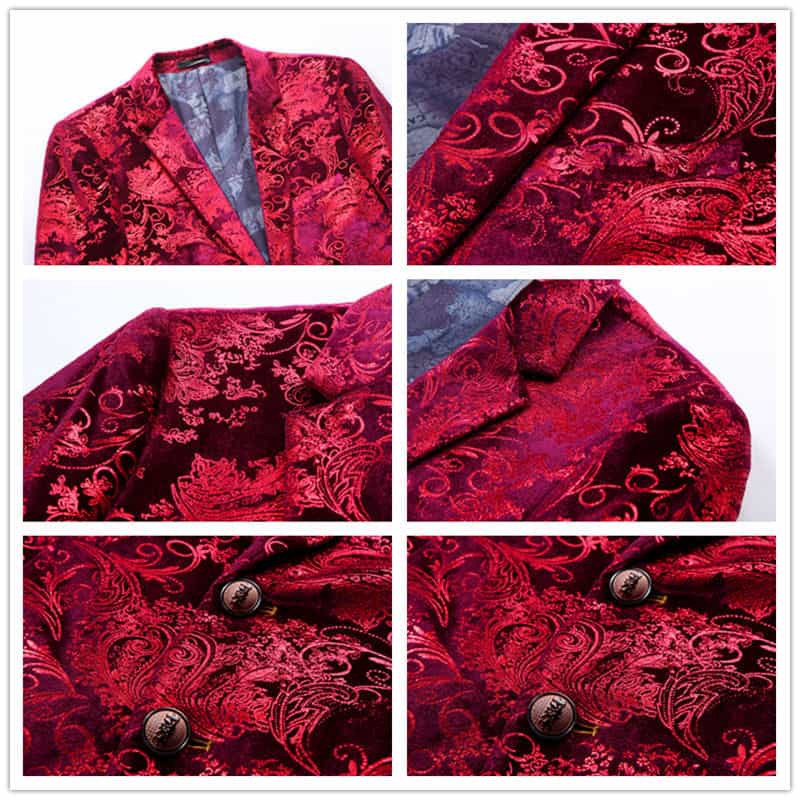 Men Printed Jacket in Hot Pink Two Buttons